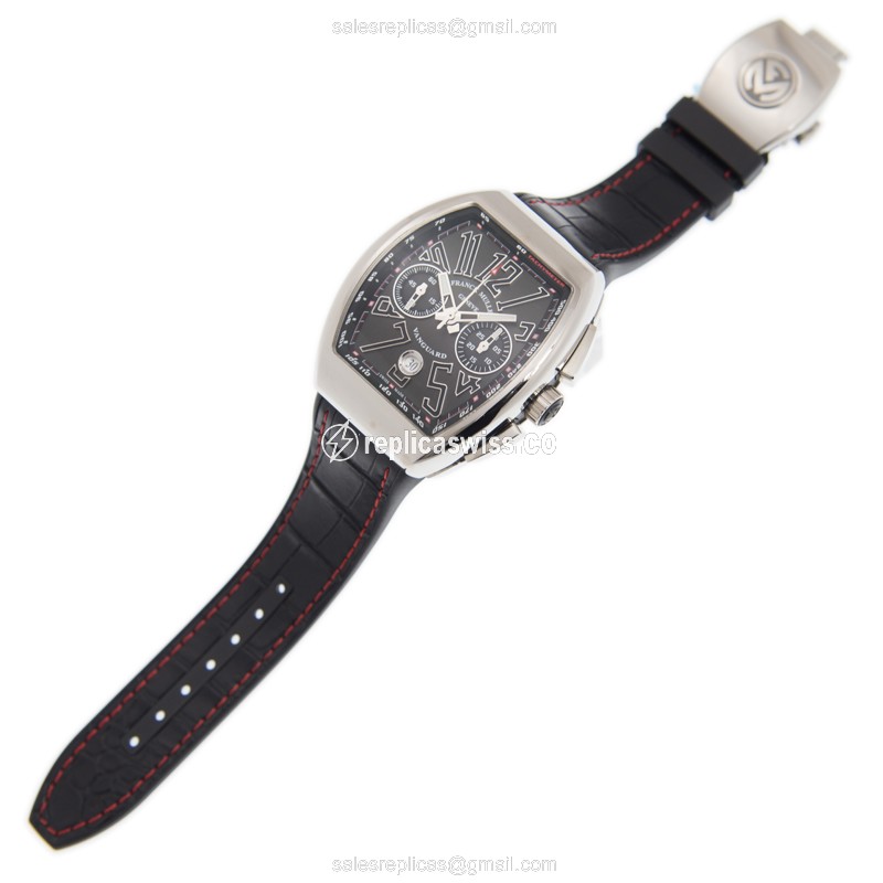 Franck Muller V45 CC DT AC.NR Vanguard Replica - Automatic - Black Dial, Leather Strap - View 2