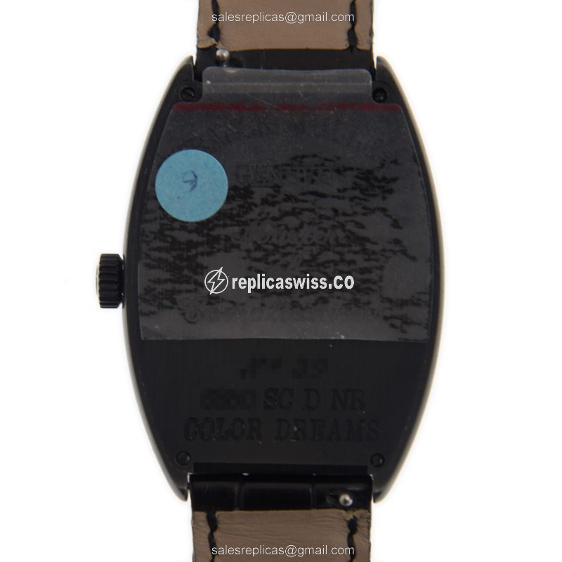 Franck Muller 6850 SC D NR COL DRM CINTREE CURVEX - Automatic - Steel Case - Black Dial - Leather Strap - View 3