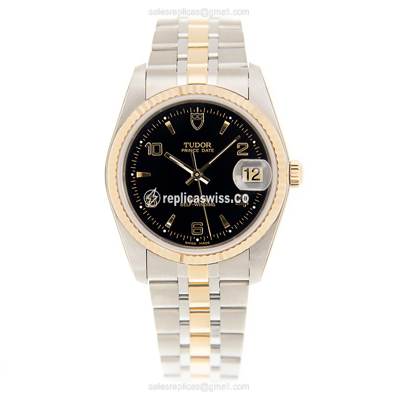 Tudor Prince Date-Day Replica - Automatic - Two-Tone - Black - View 2