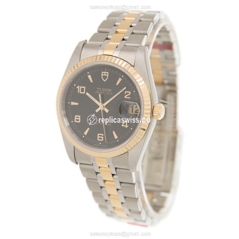 Tudor Prince Date-Day Replica - Automatic - Two-Tone - Black - View 3
