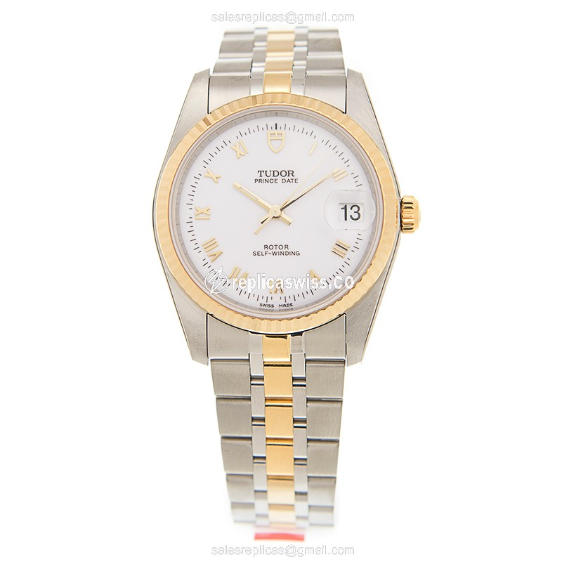 Tudor Date-Day Replica - Automatic - Gold & Steel - White Dial - View 2