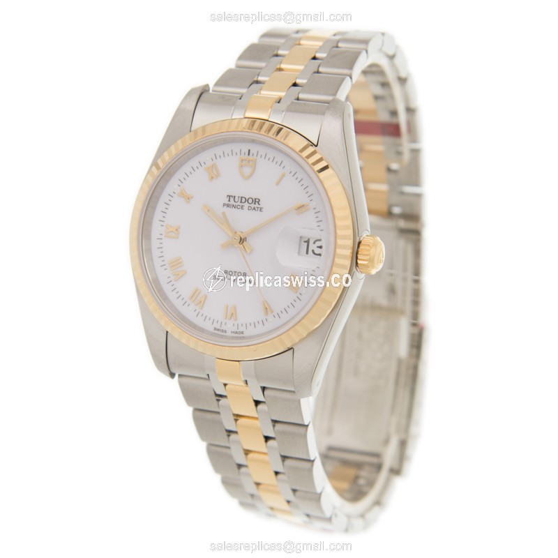 Tudor Date-Day Replica - Automatic - Gold & Steel - White Dial - View 3