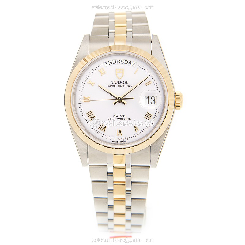 Tudor 76213-62483-WTRN Replica - Automatic - 18kt Gold & Steel - White Dial - View 2
