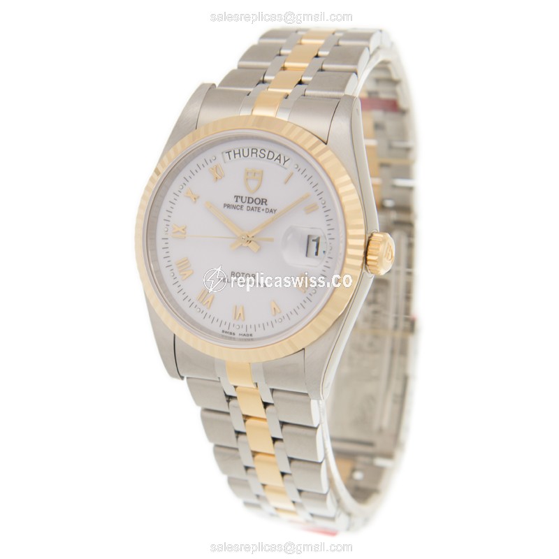 Tudor 76213-62483-WTRN Replica - Automatic - 18kt Gold & Steel - White Dial - View 3