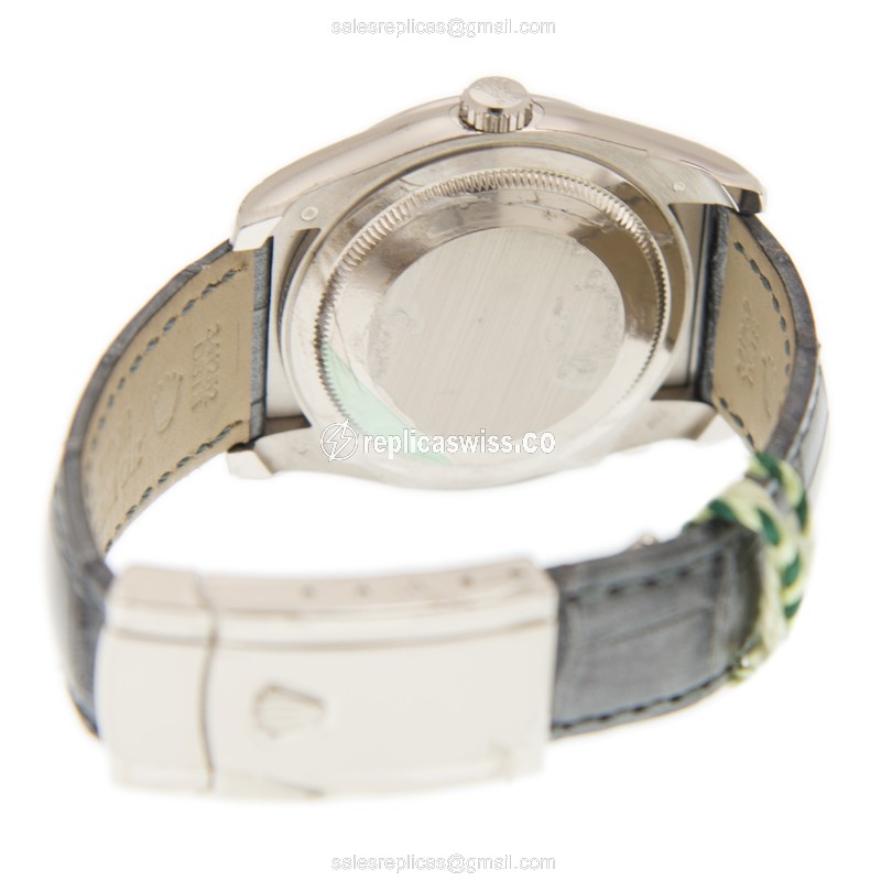 Rolex Datejust Replica - Automatic - White Gold - Diamond Bezel - Gray Dial - View 4