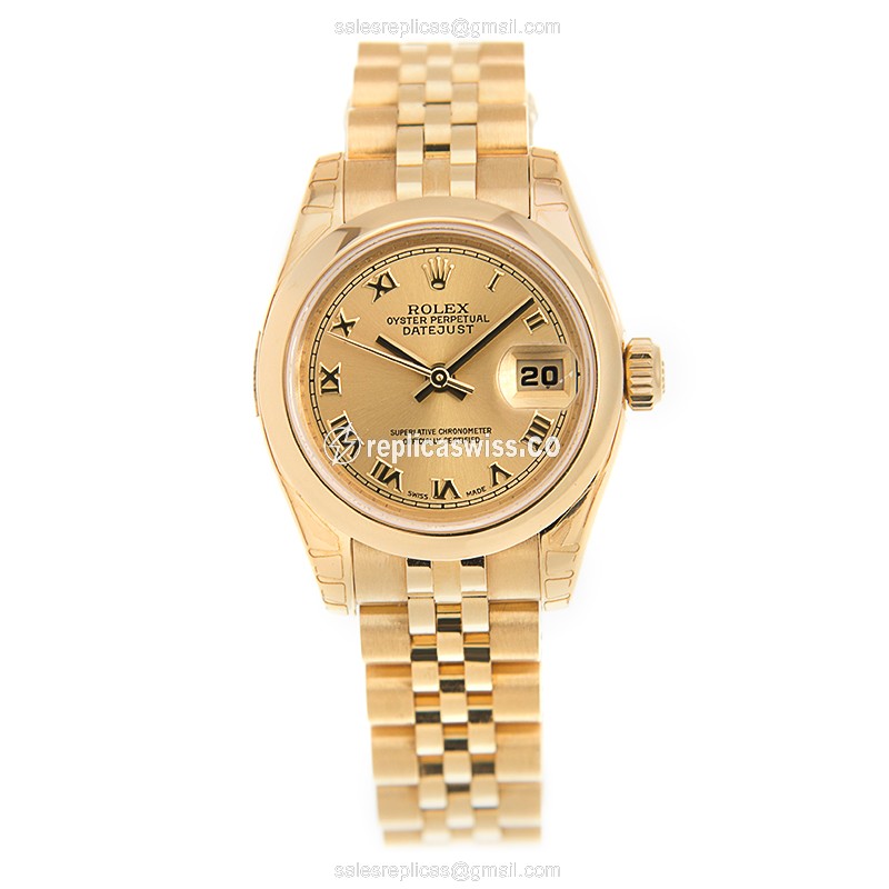 Rolex Datejust Replica - Automatic - 18kt Gold Case, Gold Dial, Silver Clasp - View 2