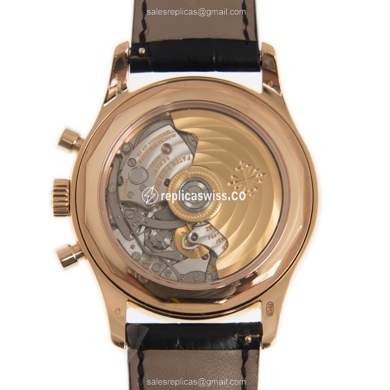 Patek Philippe 5961R-010 Complications - Auto - 18kt Rose Gold - Diamond Dial - Black Alligator Strap - View 3