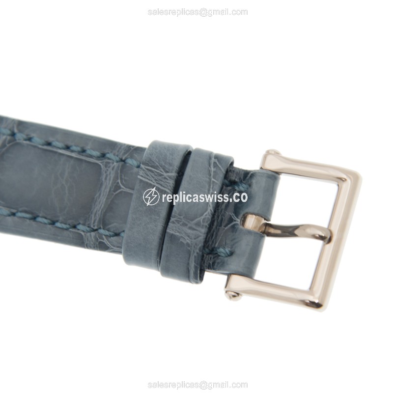 Patek Philippe Calatrava Replica - Automatic - 18kt White Gold - Blue Dial - Black Alligator Strap - View 4