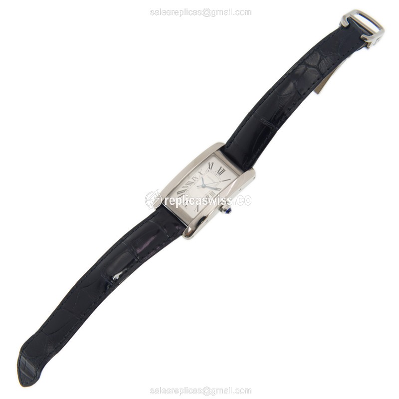 Cartier WSTA0017 Tank Automatic - Silver Dial - Black Alligator - Clasp - 40mm Steel - View 2