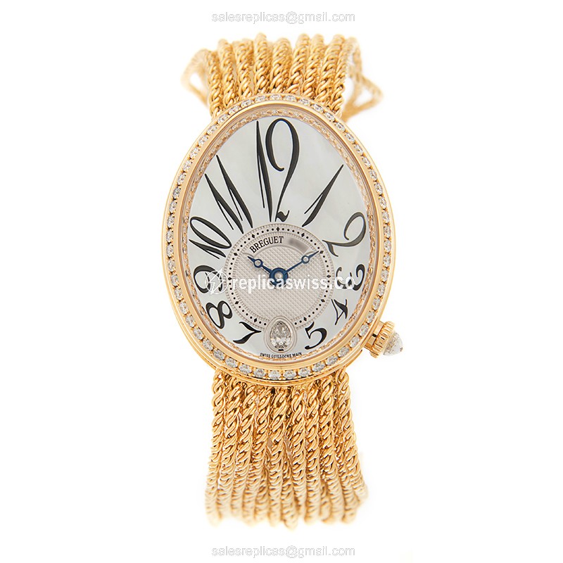 Breguet REINE DE NAPLES Replica - Automatic - 18kt Gold - Diamond White Dial - Gold Clasp - View 2