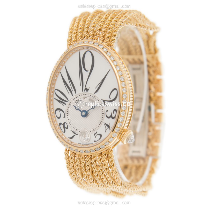 Breguet REINE DE NAPLES Replica - Automatic - 18kt Gold - Diamond White Dial - Gold Clasp - View 3