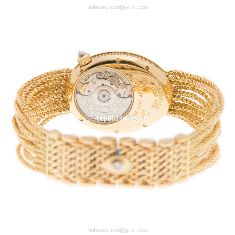 Breguet REINE DE NAPLES Replica - Automatic - 18kt Gold - Diamond White Dial - Gold Clasp - View 4