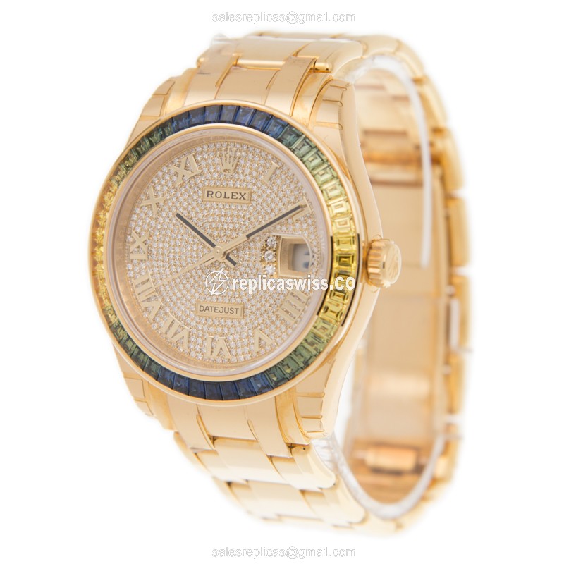 Rolex Datejust Replica - Automatic - 18kt Gold - Diamond Bezel - View 3