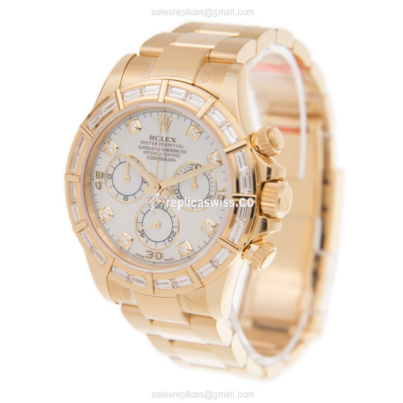 Rolex Daytona Replica - Gold Case - Diamond Bezel - Automatic Movement - View 3