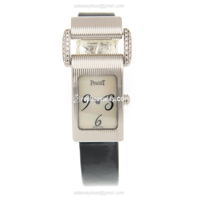 Piaget G0A27073 Replica - Quartz - 18kt Gold - White Dial - Black Leather Strap - View 2