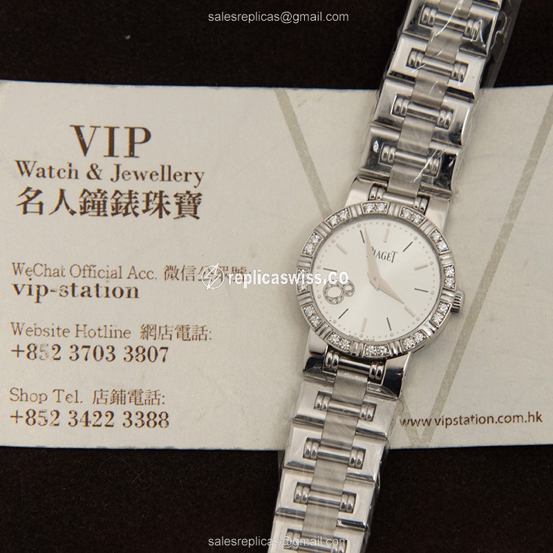 Piaget DANCER Quartz Replica - 18kt White Gold - Diamond Set - Silver Dial - View 4