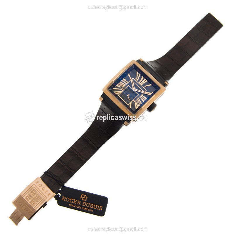 Roger Dubuis DBKS0050 Replica - Automatic - 18kt Rose Gold - Black Dial - Alligator Black Strap - View 2