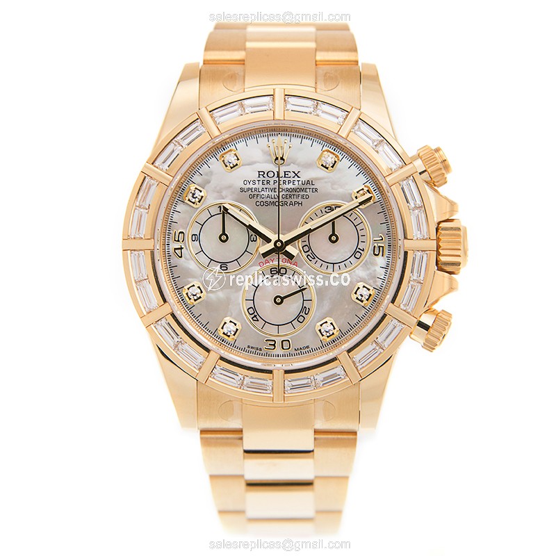 Rolex Daytona Replica - Gold Case - Diamond Bezel - Automatic Movement - View 2