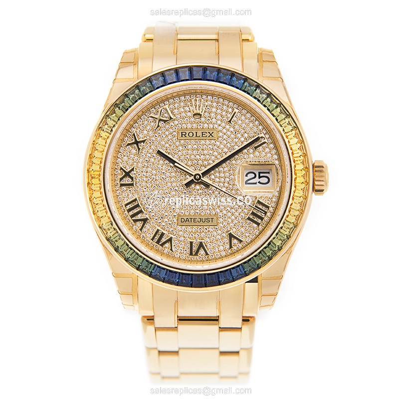 Rolex Datejust Replica - Automatic - 18kt Gold - Diamond Bezel - View 2