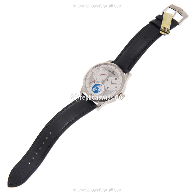 Jaeger-Lecoultre Q6063540 DUO - Manual Wind - 18kt Gold - Silver Dial - Leather Black Strap - View 2