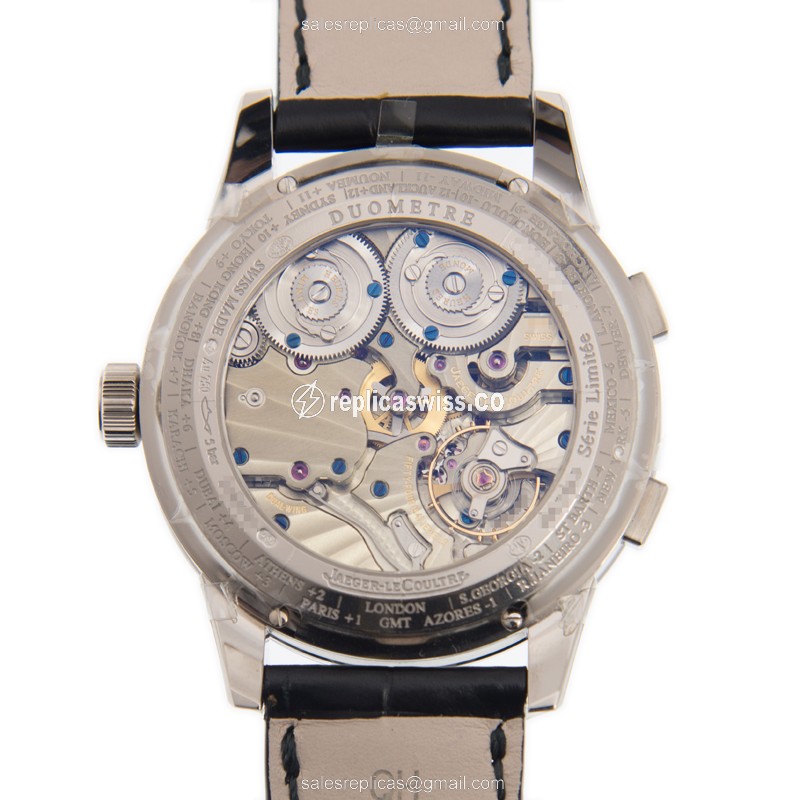 Jaeger-Lecoultre Q6063540 DUO - Manual Wind - 18kt Gold - Silver Dial - Leather Black Strap - View 3