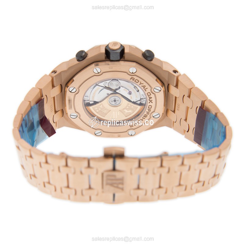 Audemars Piguet Royal Oak Offshore Replica - Automatic - 18kt Rose Gold - Gray Dial - Gold Strap - View 4