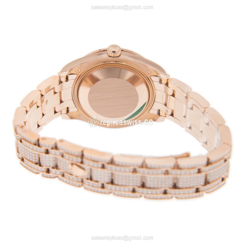 Rolex Datejust Replica - Automatic - 18kt Rose Gold Case & Diamonds - Gold Dial - View 4