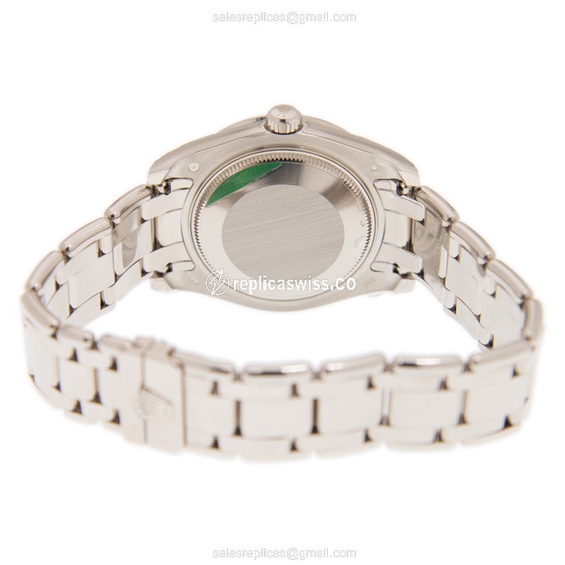 Rolex DATEJUST Replica - Automatic - White Gold - Diamond - Silver Dial - 18kt Gold Strap - View 4