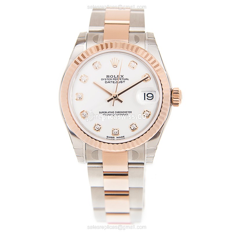Rolex Lady Datejust Replica - Automatic, White Dial, Gold & Steel Case - View 2