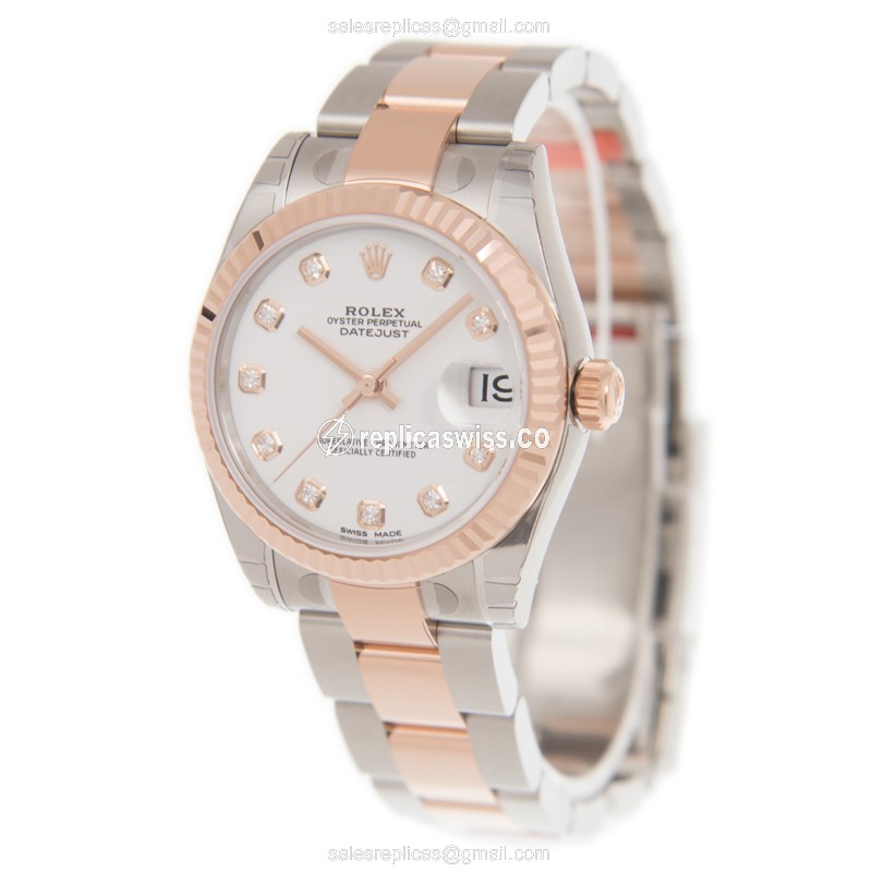 Rolex Lady Datejust Replica - Automatic, White Dial, Gold & Steel Case - View 3
