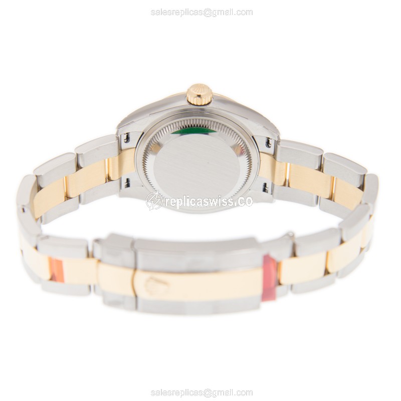 Rolex Lady Datejust Replica - Automatic 18kt Gold/Steel - White Dial, Gold Clasp - View 3