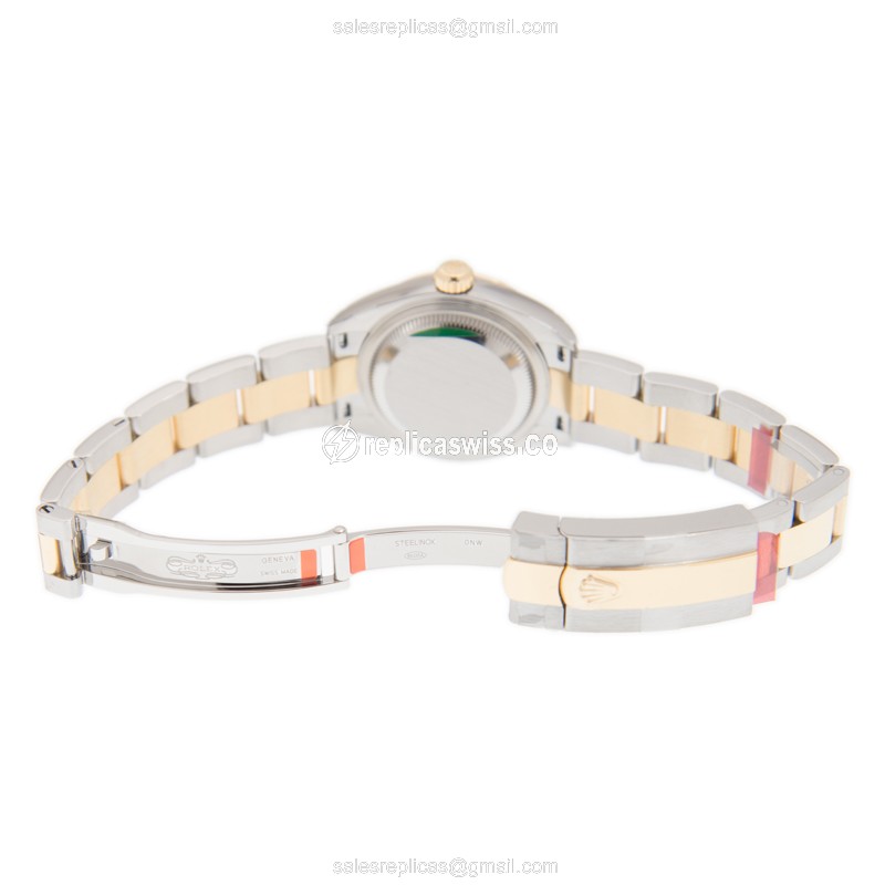 Rolex Lady Datejust Replica - Automatic 18kt Gold/Steel - White Dial, Gold Clasp - View 4
