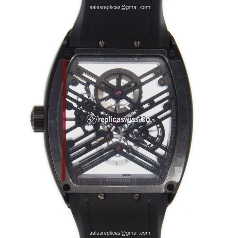 Franck Muller V 45 S6 SQT TT NR NR.BR Vanguard - Automatic | Steel Case | Black Dial, Leather Strap - View 3