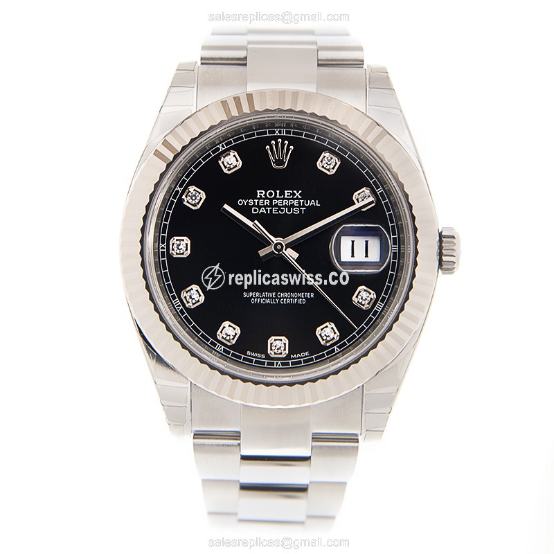 Rolex Datejust Watch Replica - Automatic - Steel - Black - View 2