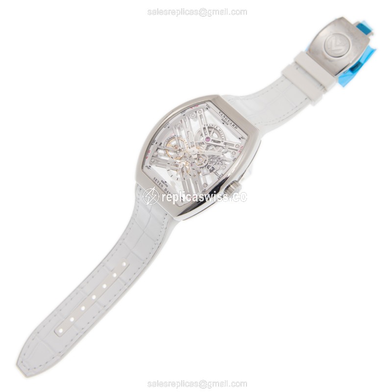 Franck Muller V45 S6 SQT Vanguard Manual - Steel Case, Silver Dial, White Alligator Strap - View 2
