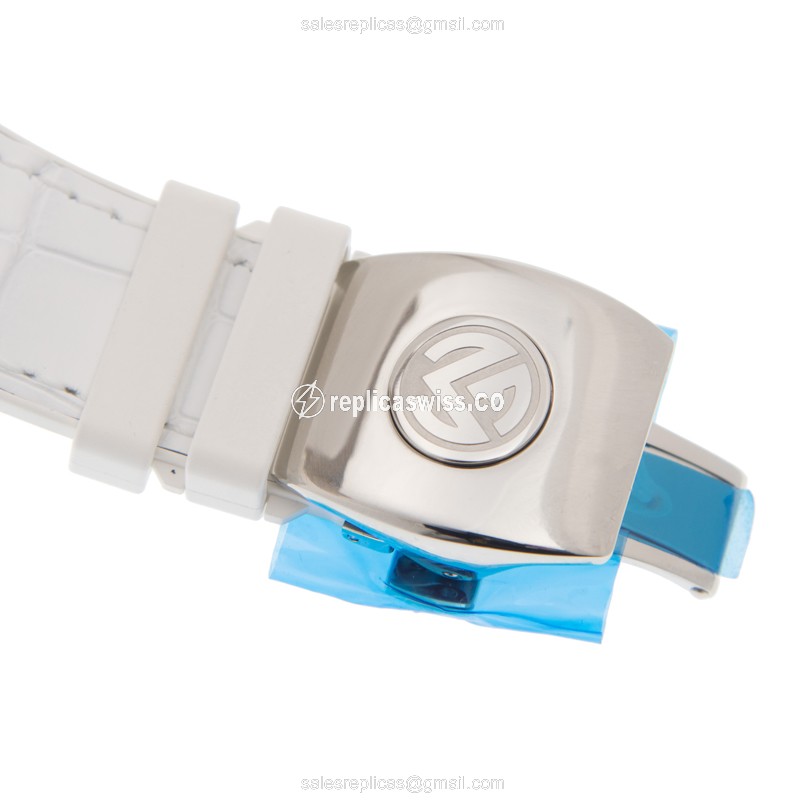 Franck Muller V45 S6 SQT Vanguard Manual - Steel Case, Silver Dial, White Alligator Strap - View 4