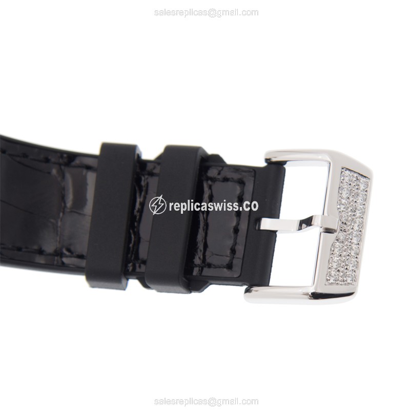 Franck Muller V 45 S6 SQT D AC.NR Vanguard Manual - Diamond Case, Silver Dial, Black Buckle Alligator Strap - View 4