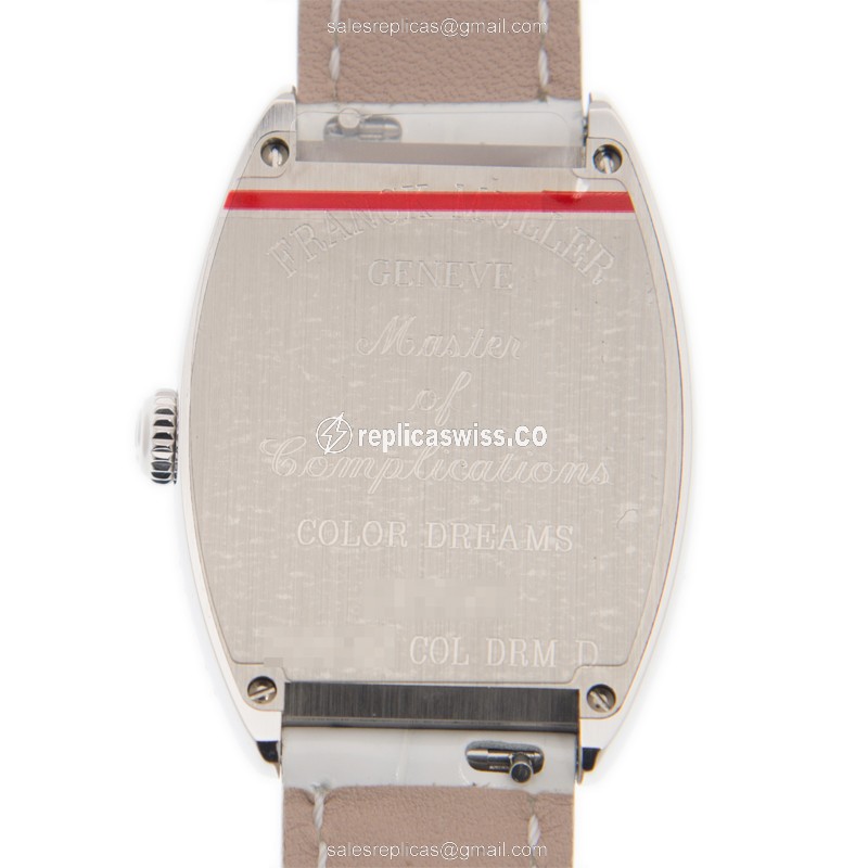 Franck Muller 7502 QZ COL DRM D AC CINTREE CURVEX Quartz - Diamond - Silver Dial - Alligator White Buckle - View 3