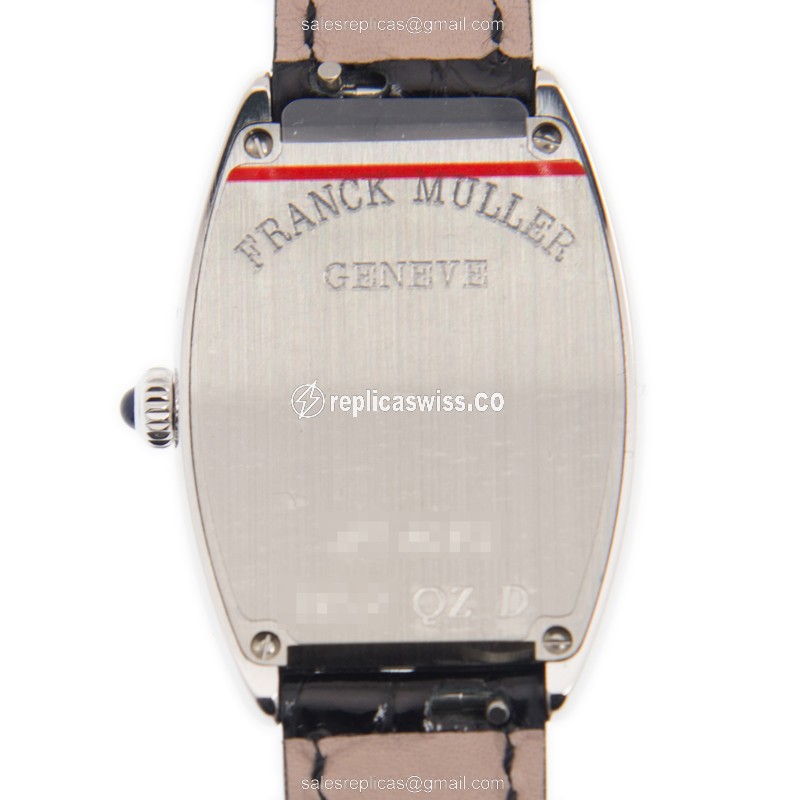 Franck Muller 1752 QZ D AC CINTREE CURVEX Quartz Diamond Case Silver Dial Buckle Black Alligator Strap Replica Watch - View 3