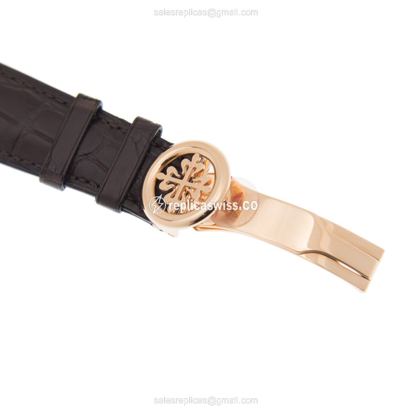 Patek Philippe 5270R-001 GRAND Complications - Manual Wind - 18kt Rose Gold - White Dial - Black Alligator Strap - View 4