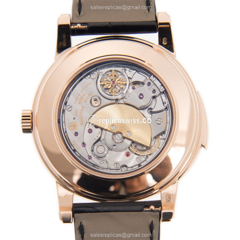 Patek Philippe 5073R-001 Replica - Automatic - 18kt Rose Gold - Diamond Case, Black Dial - View 3