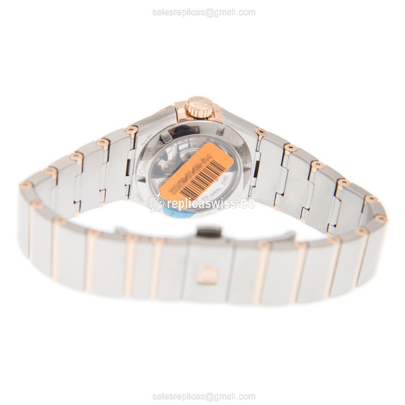 Omega Constellation Replica - Automatic - 18kt Rose Gold & Steel - Silver Dial - Gold Strap - View 4