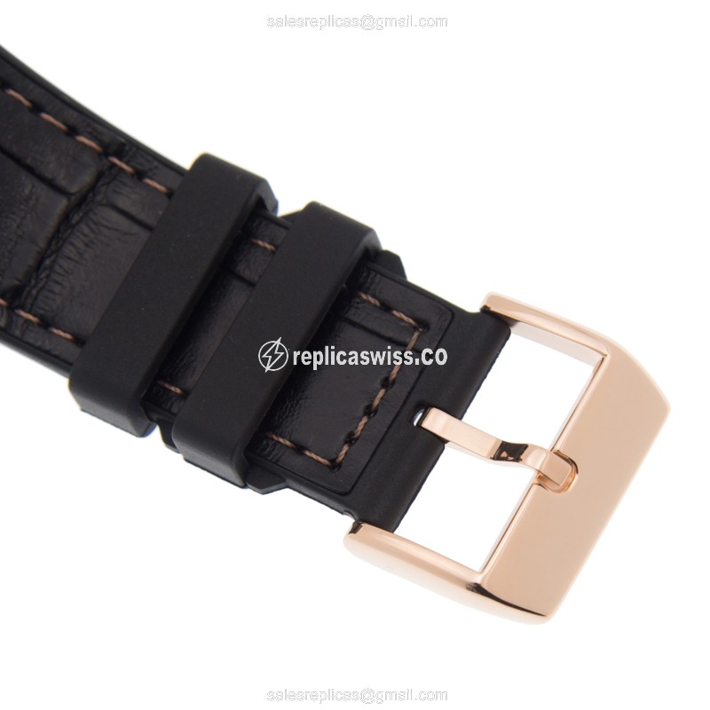 Franck Muller V 45 S6 SQT Vanguard - Manual - 18kt Rose Gold - Gold Dial - Black Alligator Strap - View 4