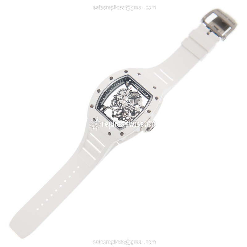 Richard Mille RM055 Replica - Manual - Ceramic - Skull Dial - White Rubber Strap - View 2