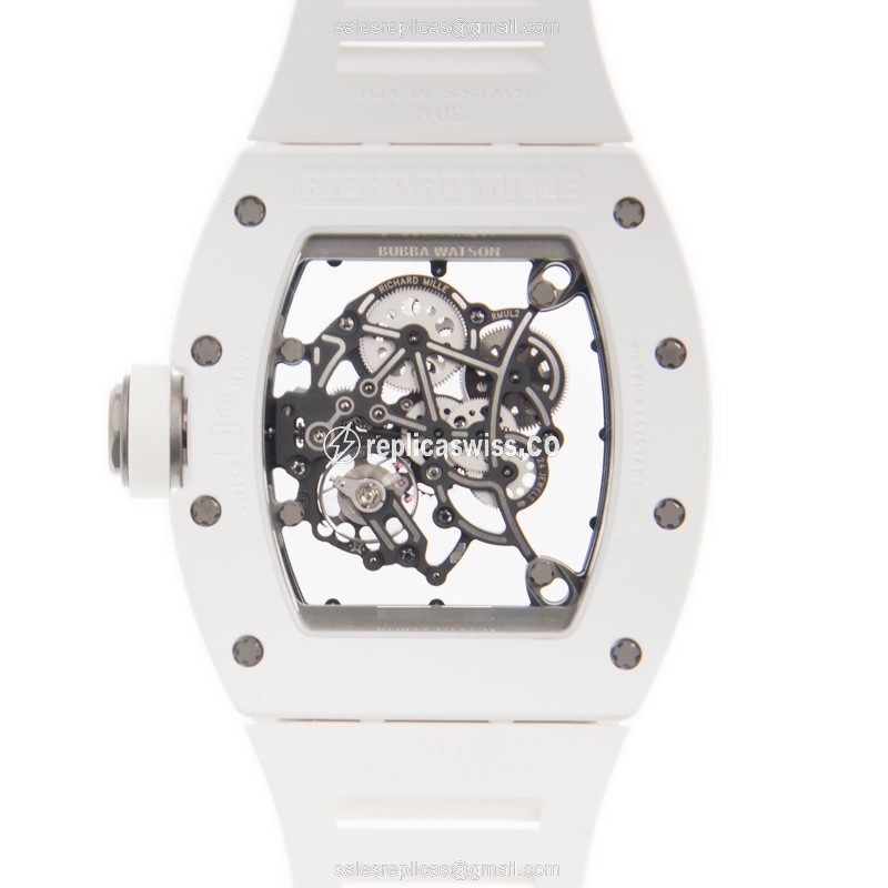 Richard Mille RM055 Replica - Manual - Ceramic - Skull Dial - White Rubber Strap - View 3