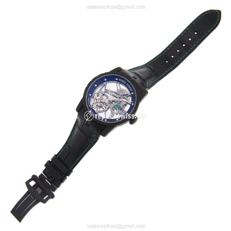 Roger Dubuis DBEX0581 EXCALIBUR - Automatic - Stainless Steel - Skull Dial - Black Leather Strap - View 2