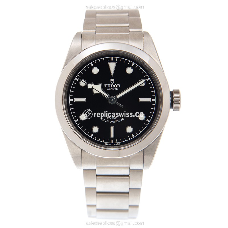 Tudor Black Bay 41 Replica - Automatic - Steel Case - Black Dial - Silver Strap - View 2