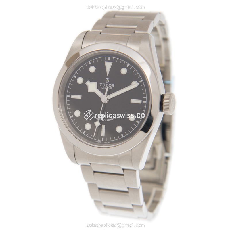 Tudor Black Bay 41 Replica - Automatic - Steel Case - Black Dial - Silver Strap - View 3