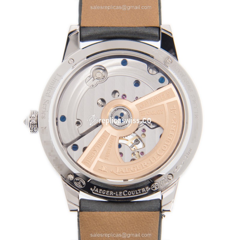 Jaeger-Lecoultre Rendez-Vous Replica - Automatic - 18kt White Gold - Blue Dial - Diamond - Grey Leather Strap - View 3