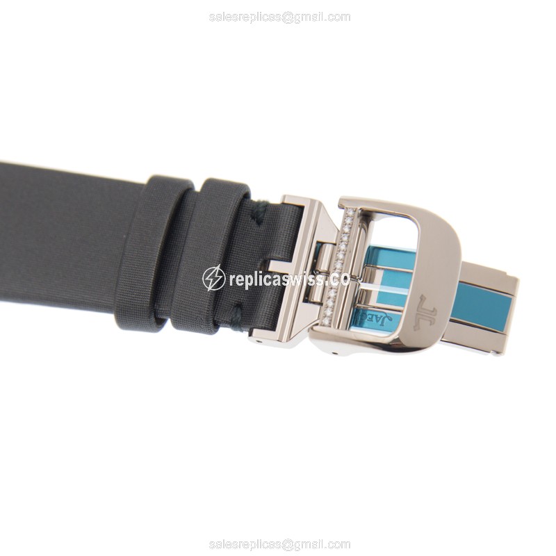 Jaeger-Lecoultre Rendez-Vous Replica - Automatic - 18kt White Gold - Blue Dial - Diamond - Grey Leather Strap - View 4